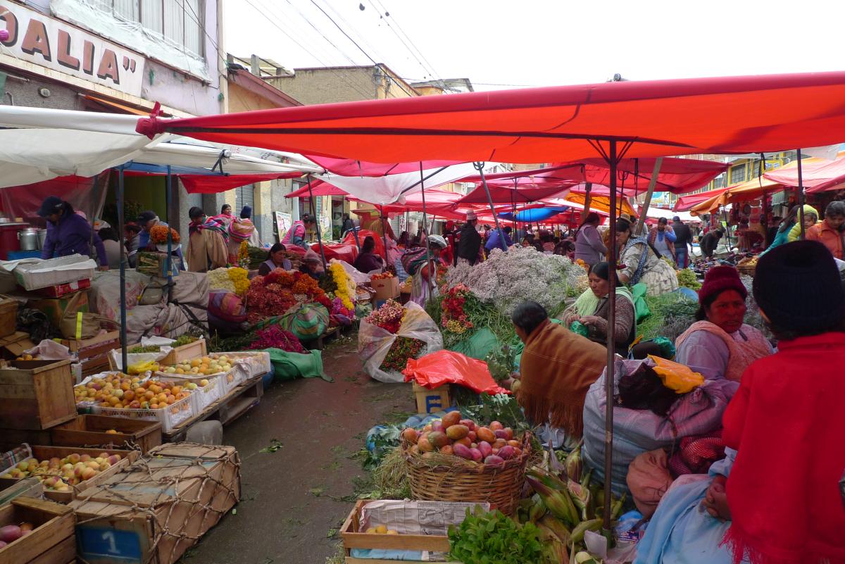 Blumenmarkt am Beginn der Calle Illampu